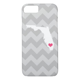 Personalised Modern Grey Chevron Florida Heart iPhone 8/7 Case