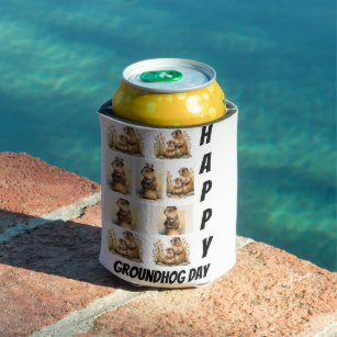 Personalised Modern Groundhog Day 9  Photo Collage Can Cooler