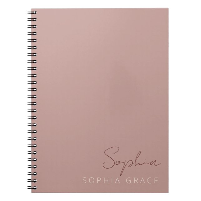 Personalised Modern Handwritten Script Dusty Rose Notebook (Front)