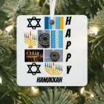 Personalised Modern Hanukkah 9  Photo Collage   Metal Tree Decoration<br><div class="desc">Personalised Modern Hanukkah 9  Photo Collage. Make a unique product by using your own photos and Text.</div>