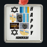 Personalised Modern Hanukkah 9  Photo Collage   Metal Tree Decoration<br><div class="desc">Personalised Modern Hanukkah 9  Photo Collage. Make a unique product by using your own photos and Text.</div>
