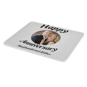 Personalised Modern Happy Anniversary photo Cutting Board