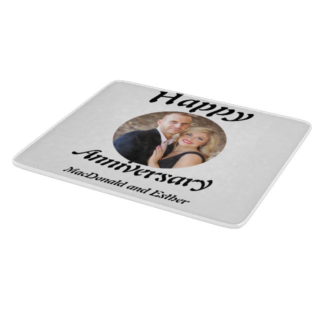 Personalised Modern Happy Anniversary photo  Cutting Board (Corner)