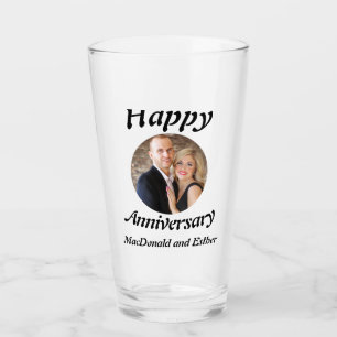 Personalised Modern Happy Anniversary photo Glass
