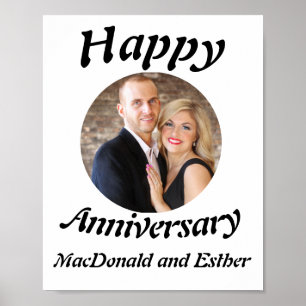 Personalised Modern Happy Anniversary photo  Poster