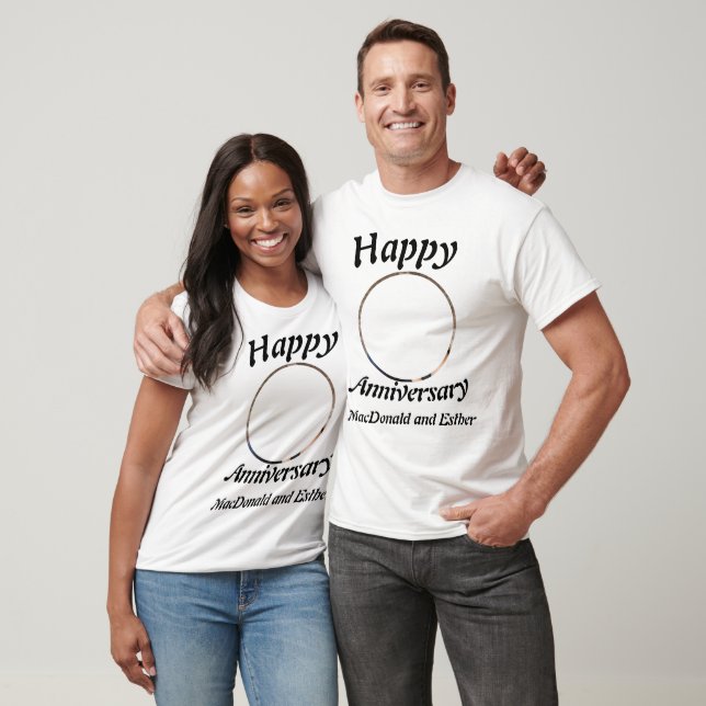 Personalised Modern Happy Anniversary photo T-Shirt (Unisex)