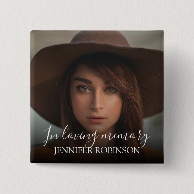Personalised Modern In Loving memory | Memorial 15 Cm Square Badge (Front)