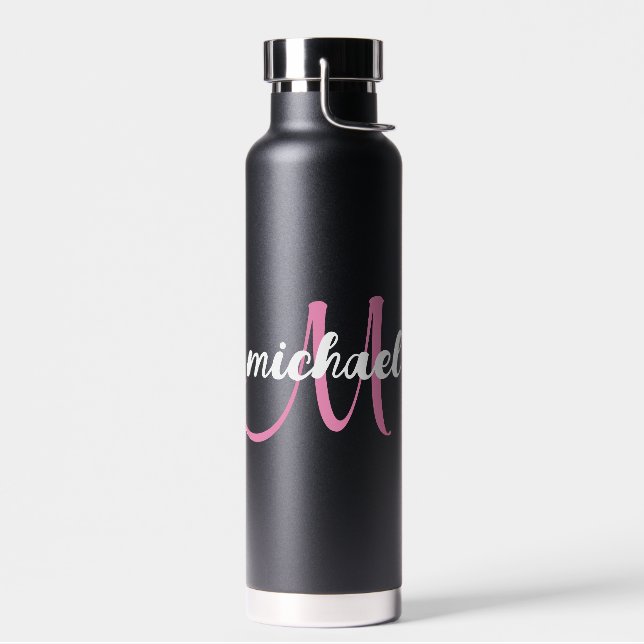Personalised Modern Initial Monogram Name Water Bottle (Left)