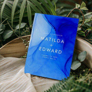 Personalised Modern Ink Bold Navy Blue Wedding Invitation