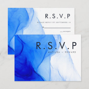 Personalised Modern Ink Wedding Bold Blue Abstract Enclosure Card