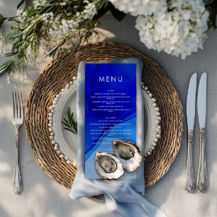 Personalised Modern Ink Wedding Menu Bold Blue