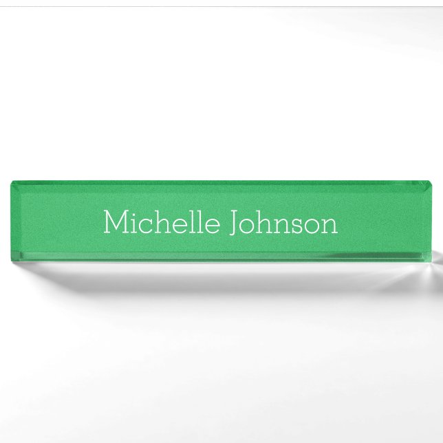 Personalised Modern Kelly Green Grainy Texture Nameplate (Front)