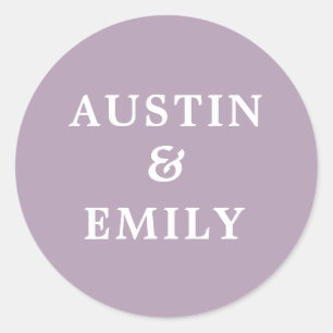 Personalised Modern Lavender Wedding Classic Round Sticker