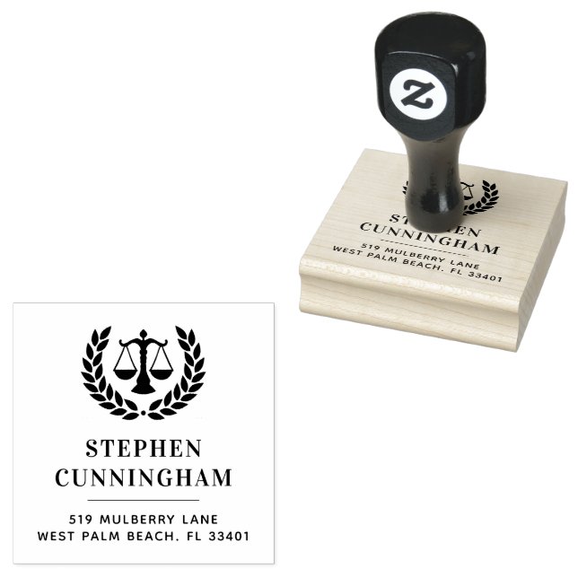 Personalised Modern Law Lawyer Attorney Rubber Stamp (Stamped)