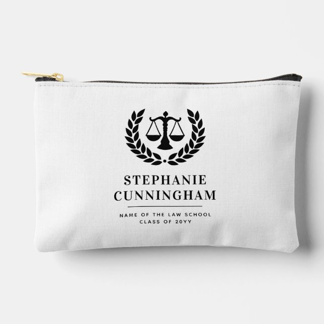 Personalised Modern Law School Graduation Accessory Pouch (Front)