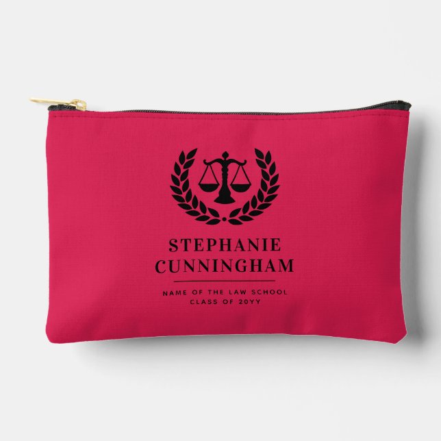 Personalised Modern Law School Graduation Accessory Pouch (Front)