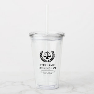 Personalised Modern Law School Graduation Acrylic Tumbler