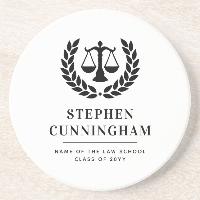 Personalised Modern Law School Graduation Coaster (Front)