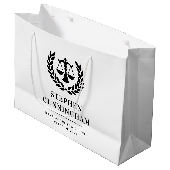 Personalised Modern Law School Graduation Large Gift Bag (Front Angled)