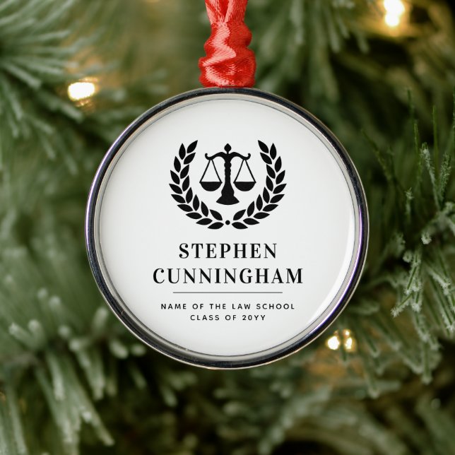 Personalised Modern Law School Graduation Metal Tree Decoration (Tree)