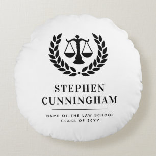 Personalised Modern Law School Graduation Round Cushion