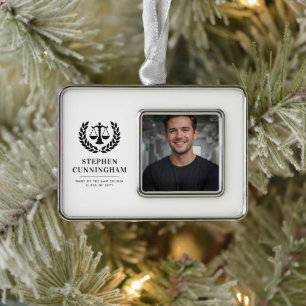 Personalised Modern Law School Graduation Silver Plated Framed Ornament