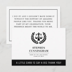 Personalised Modern Law School Graduation Thank You Card