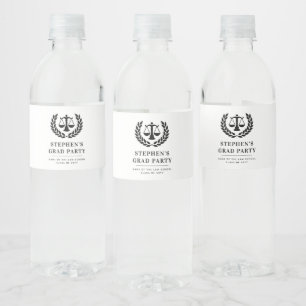 Personalised Modern Law School Graduation Water Bottle Label