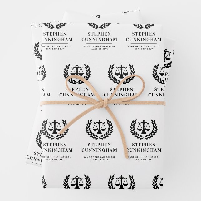 Personalised Modern Law School Graduation Wrapping Paper Sheet (In situ)