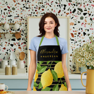 Personalised Modern Lemon Citrus Pattern Apron