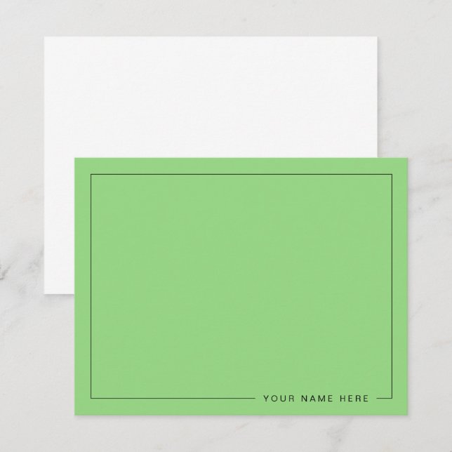 Personalised Modern Light Green Flat Note Card (Front/Back)