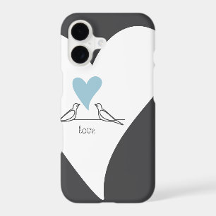 Personalised Modern Love Birds Light Blue Heart
