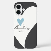 Personalised Modern Love Birds Light Blue Heart