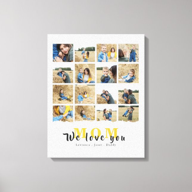 Personalised Modern Love You mum 16 family Photo Canvas Print (Front)