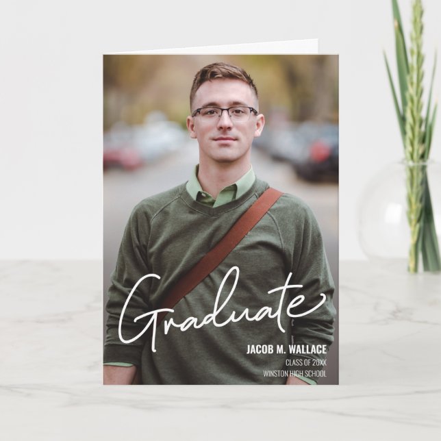 Personalised Modern Male Graduation Announcement F (Front)