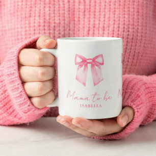 Personalised Modern Mama To Be Pink Bow Mug