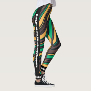 Personalised modern marble l Black Green yellow Leggings