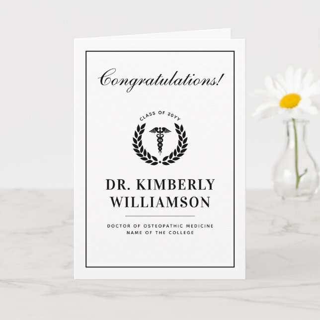 Personalised Modern Medical School Graduation Card (Small Plant)