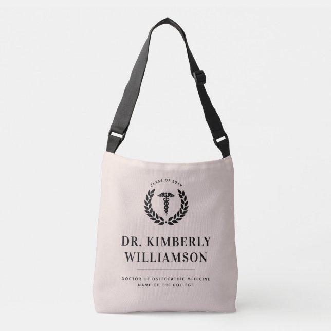 Personalised Modern Medical School Graduation Crossbody Bag (Front)