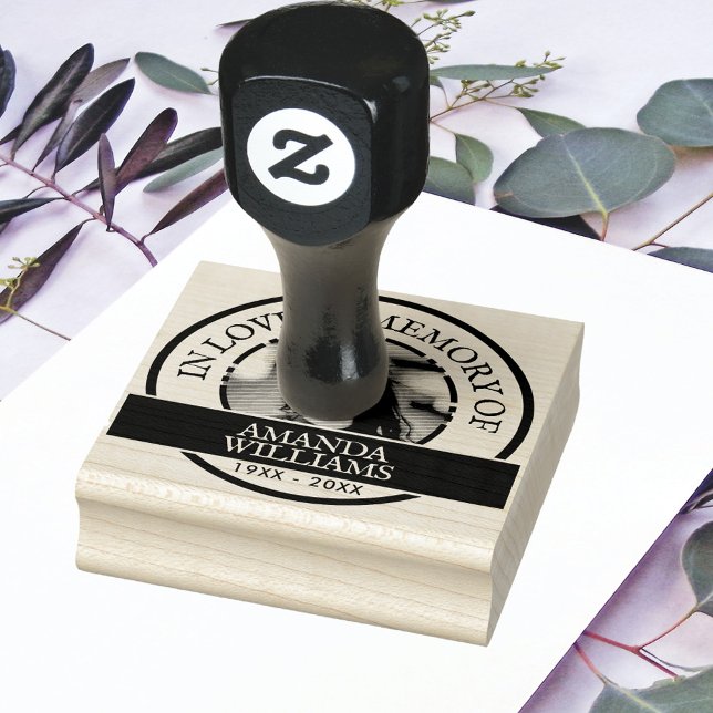 Personalised Modern Memorial Photo, Name, Text Rubber Stamp (Creator Uploaded)