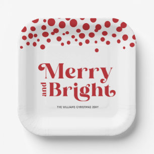 Personalised Modern Merry And Bright Paper Plate