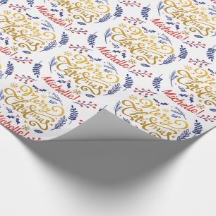 Personalised Modern Merry Christmas Calligraphy Wrapping Paper
