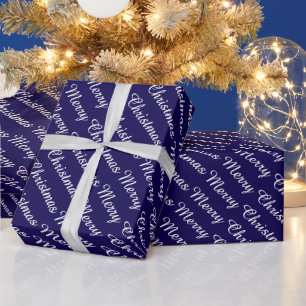 Personalised Modern Merry Christmas Dark blue Wrapping Paper