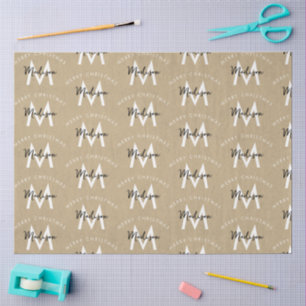 Personalised Modern Merry Christmas Kraft Monogram Tissue Paper
