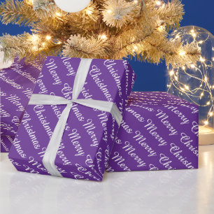Personalised Modern Merry Christmas Purple Wrapping Paper