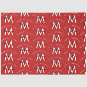 Personalised Modern Merry Christmas Red Monogram Tissue Paper