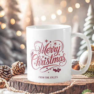 Personalised Modern Merry Christmas Script Coffee Mug
