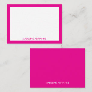 Personalised Modern Minimal Hot Pink Name Card