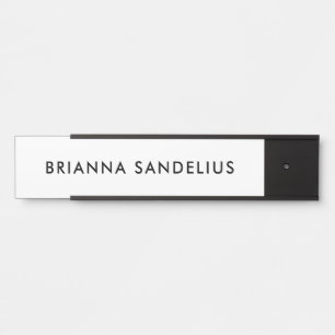 Personalised modern minimalist black script name door sign