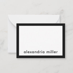 Personalised Modern Minimalist Black White Name Card